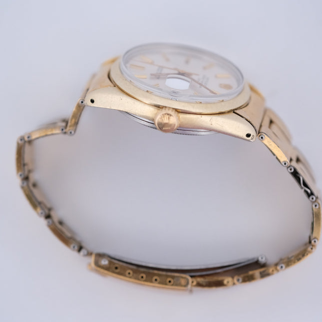 1974 Rolex Date Ref. 1550 14k Gold Shell wrist watch with white dial