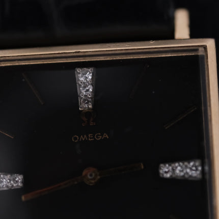 Vintage Swiss Omega 14K Square Case Diamond Markers watch with diamonds
