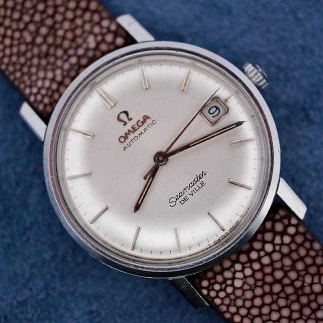 Omega Seamaster Deville Automatic Cal. 560 watch with white dial and brown leather strap