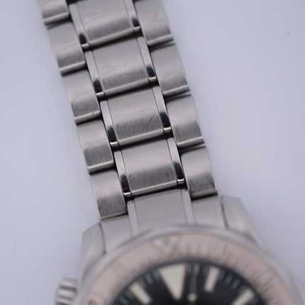 Omega Seamaster Professional Chronometer 2236.50 watch with black face and silver bracelet