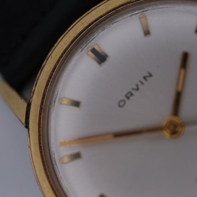 Vintage Orvin 17 Jewels Manual Wind watch with black strap