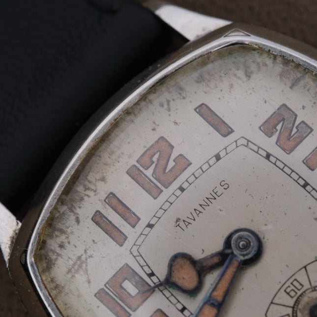 Vintage Tavannes Swiss Watch with Black Strap