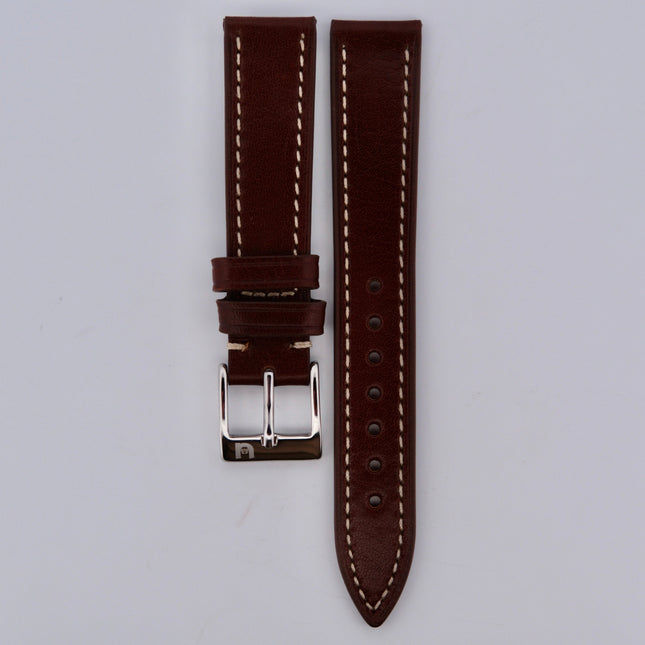 Vintage brown leather watch strap for Brown Classic Stitch Oil Finish